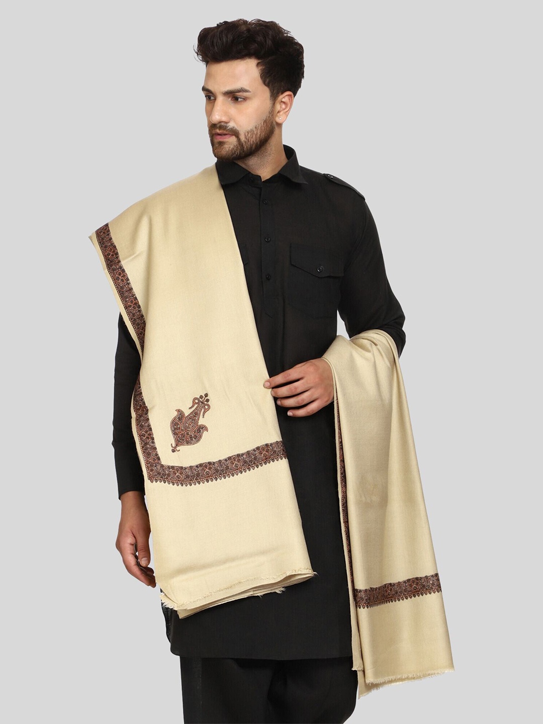 

SWI Stylish Kashmiri Embroidered Shawl, Beige