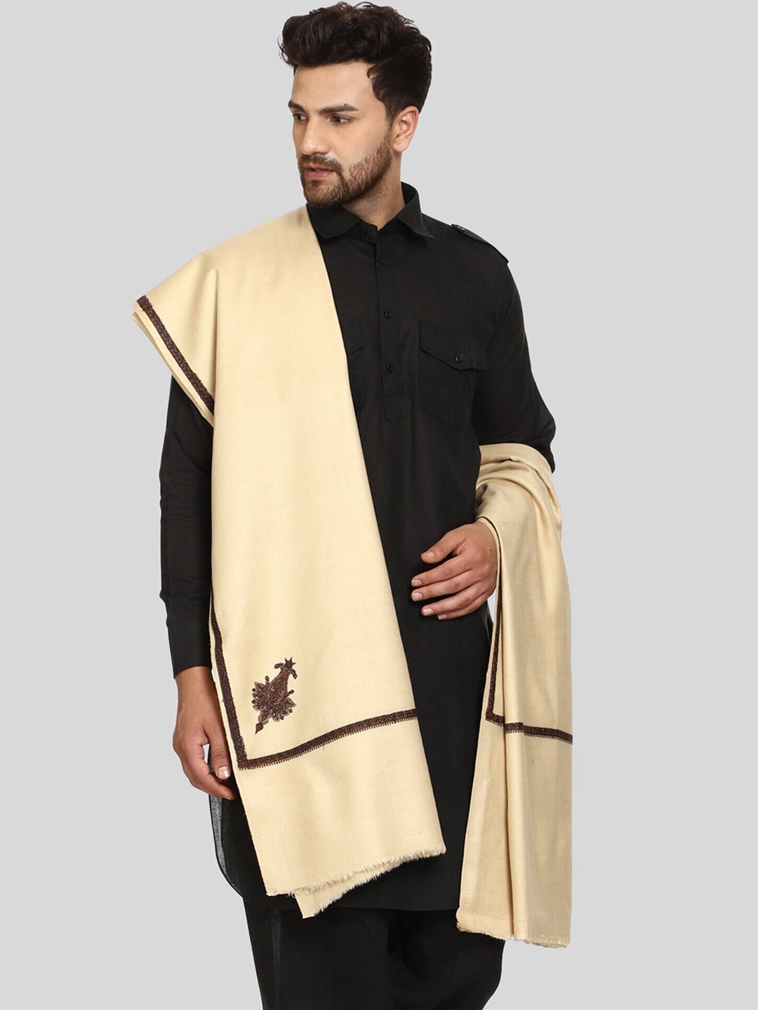 

SWI Stylish Kashmiri Embroidered Shawl, Beige