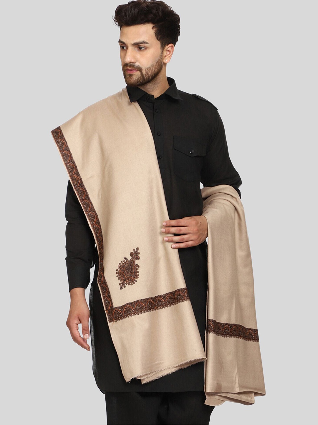 

SWI Stylish Kashmiri Embroidered Shawl, Brown