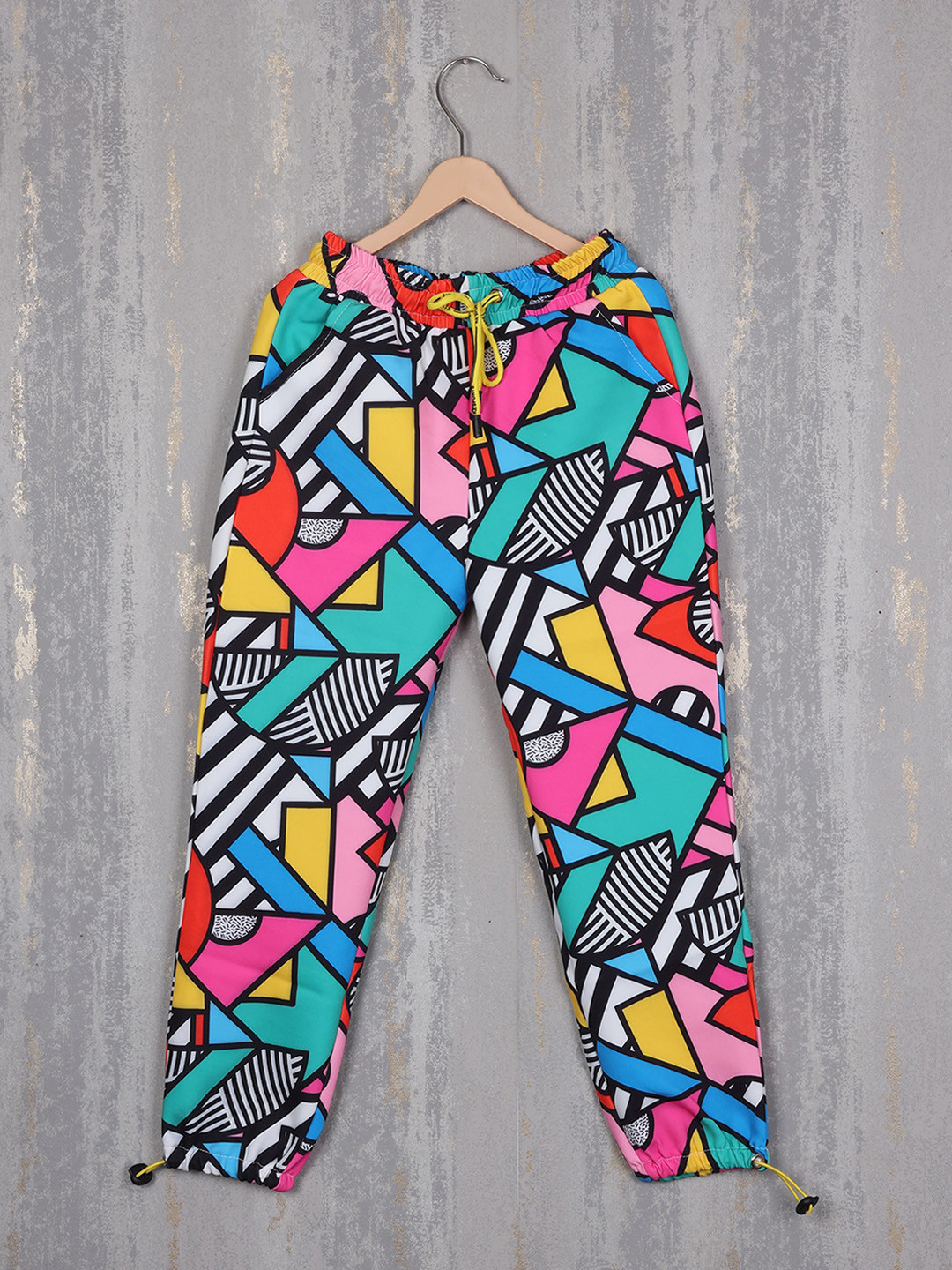 

Albion Girls Geometric Printed Cotton Relaxed Joggers, Pink