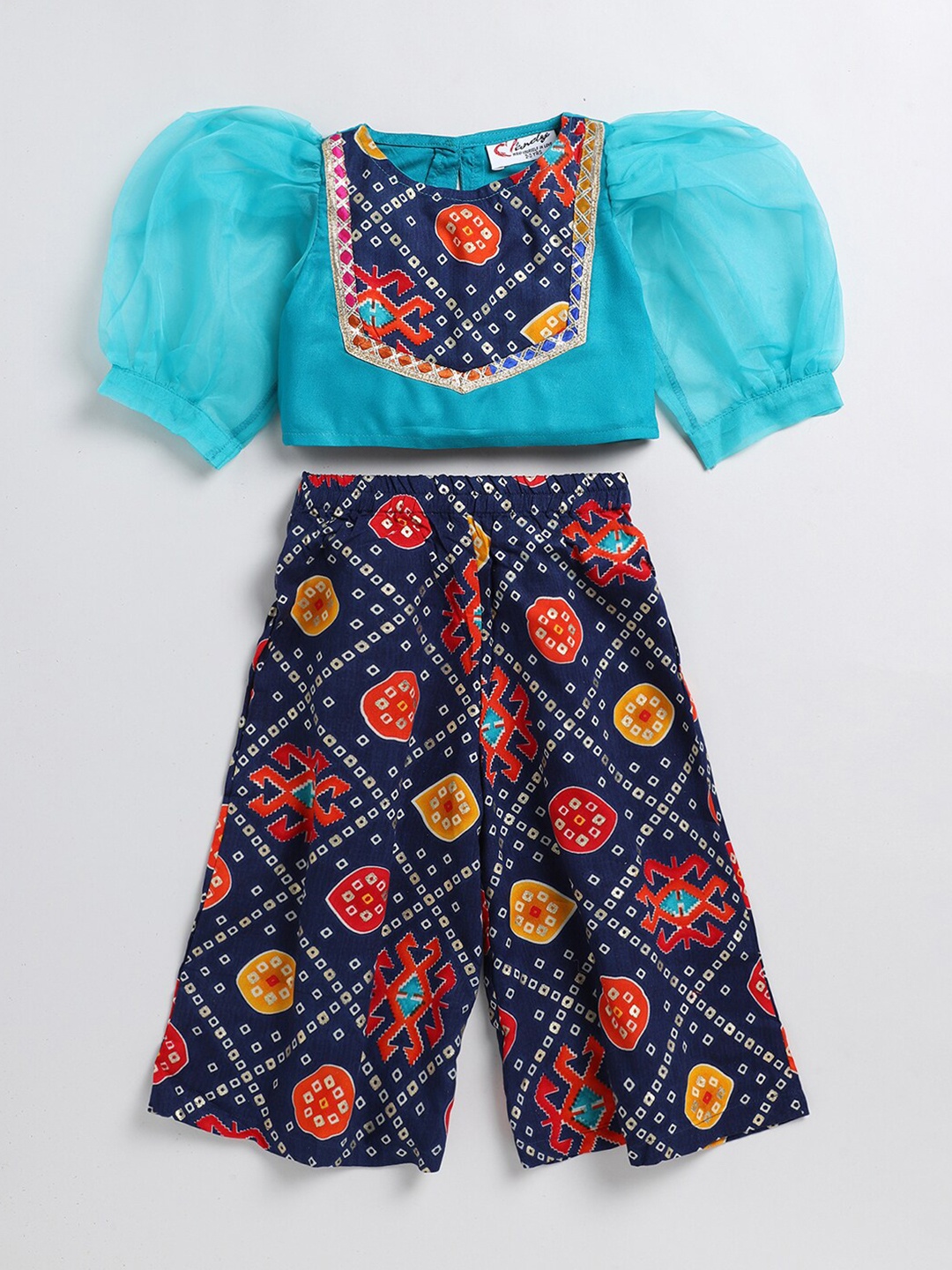 

BAESD Girls Printed Round Neck Top with Pyjamas, Blue