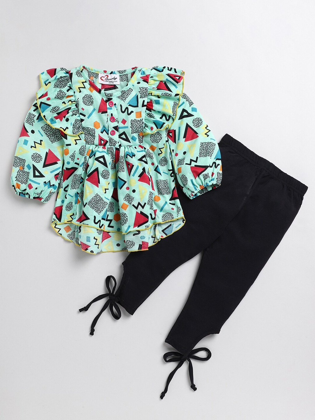 

BAESD Girls Printed Pure Cotton Top with Leggings, Green