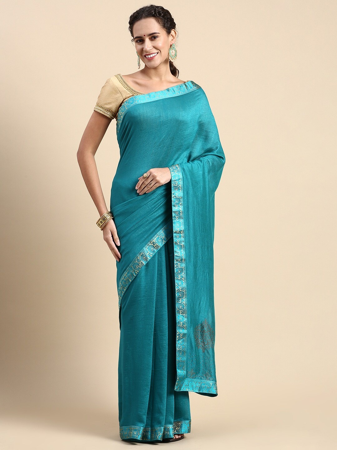 

KALINI Zari Pure Silk Saree, Green