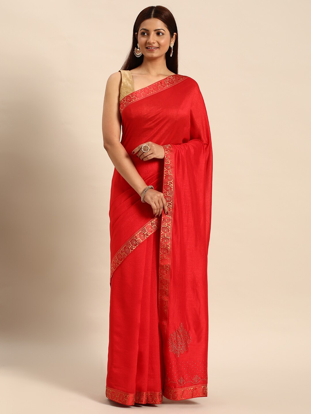 

KALINI Zari Pure Silk Saree, Red