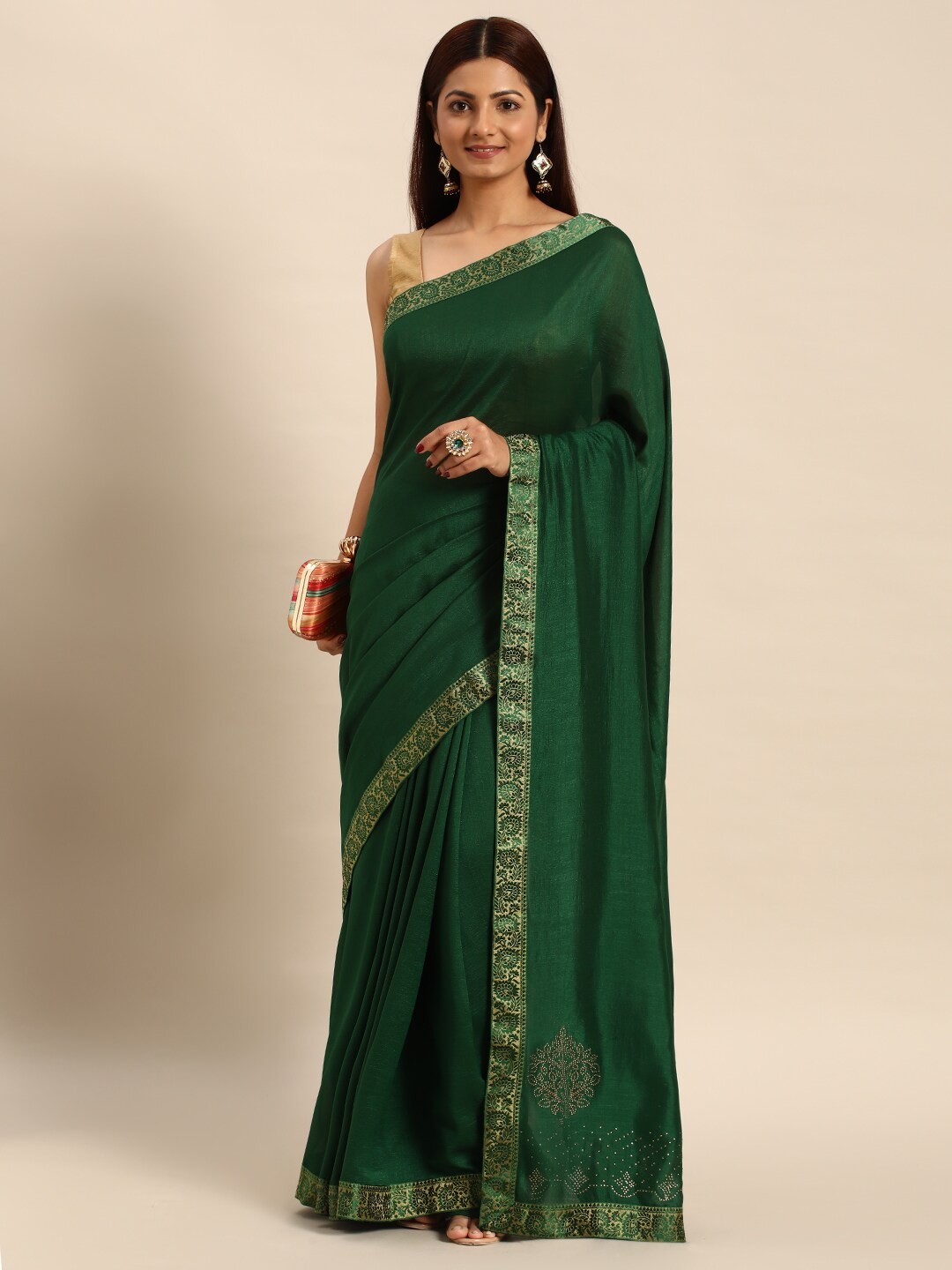 

KALINI Woven Design Zari Pure Silk Saree, Green
