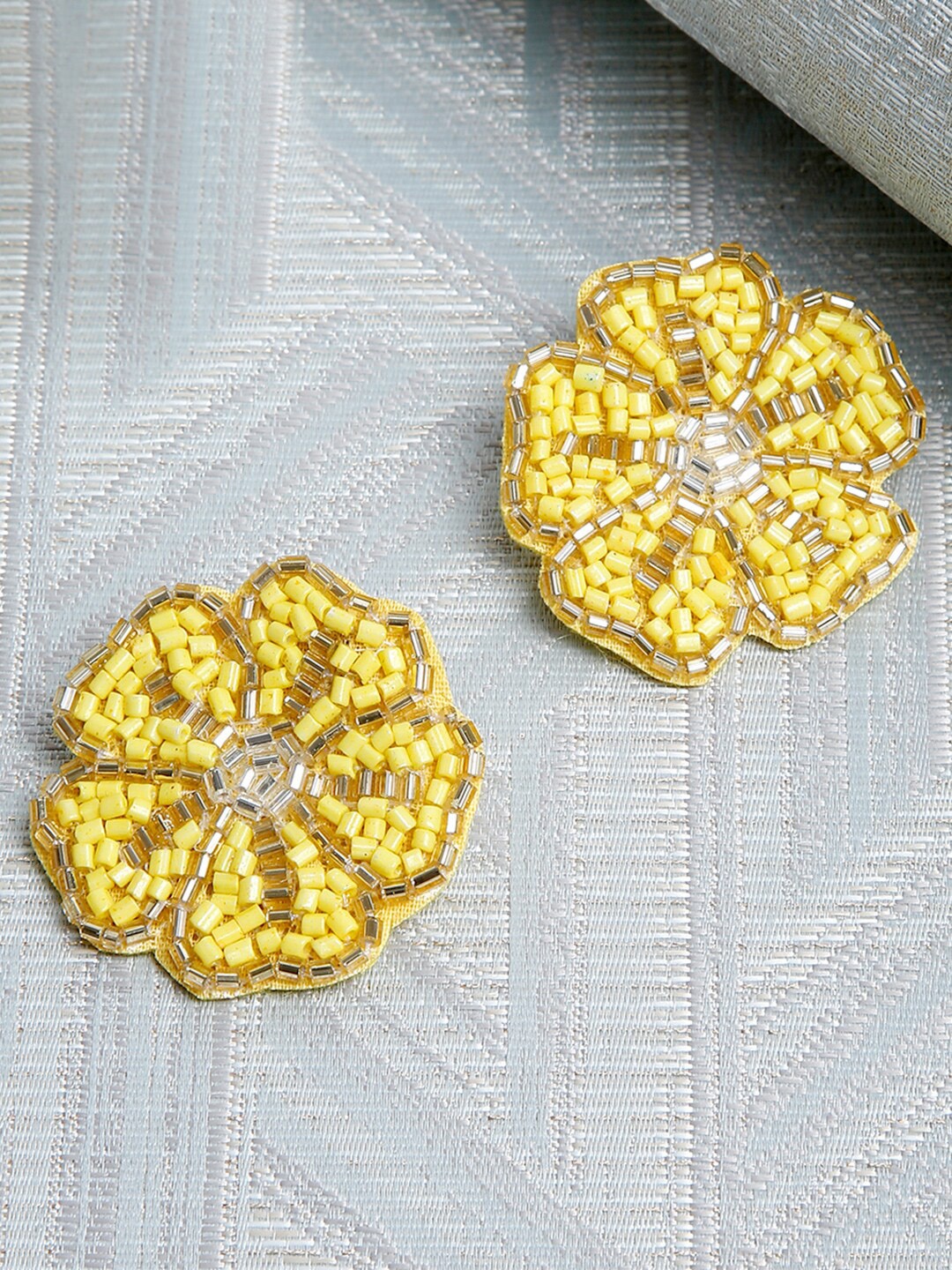 

SAKA DESIGNS Beaded Floral Drop Earrings, Yellow
