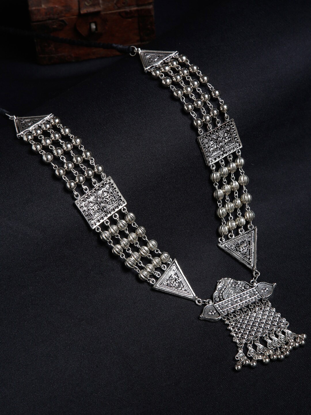 

SAKA DESIGNS Oxidised Statement Rajsthan Look Necklace, Silver