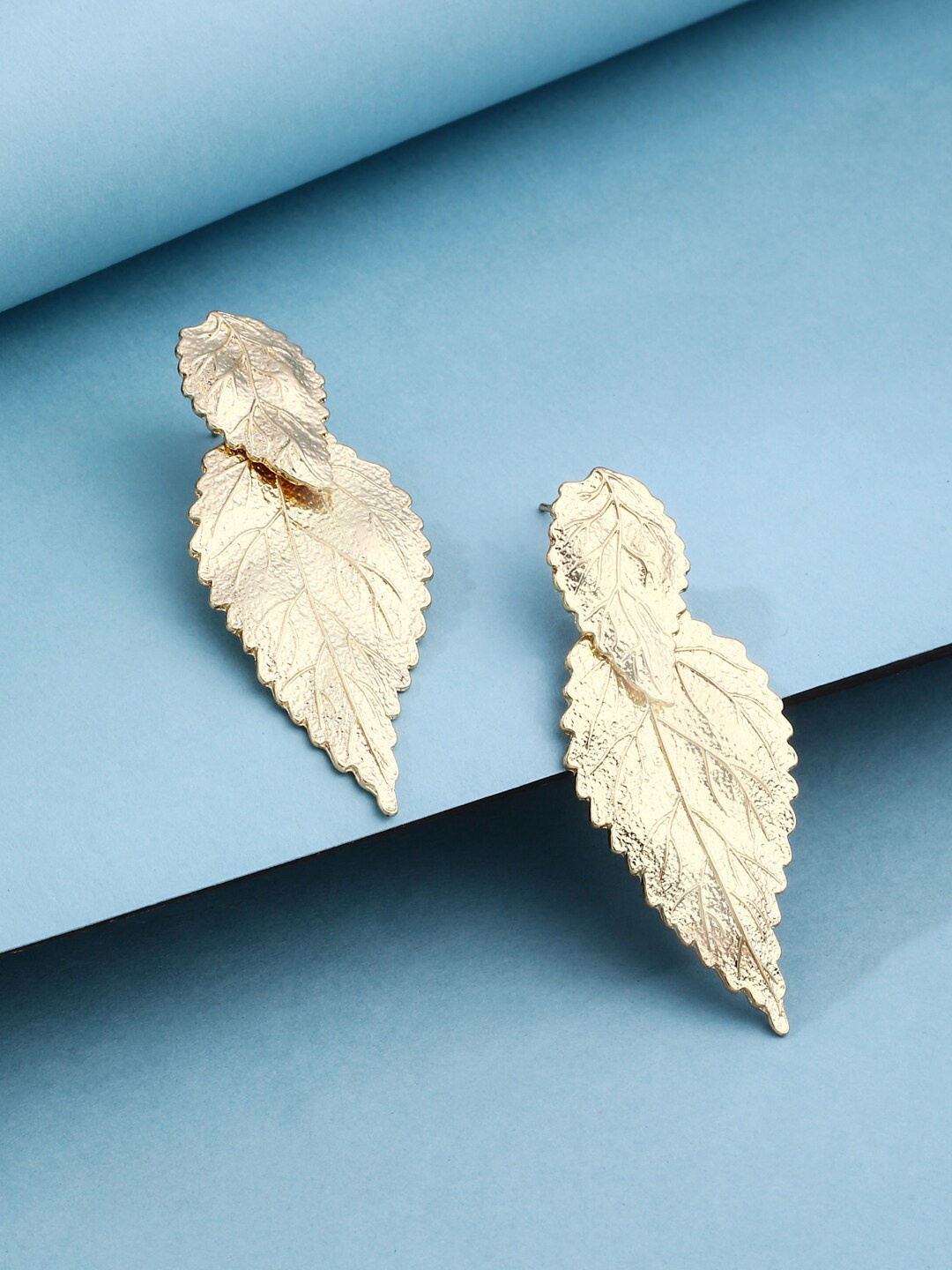 

VIRAASI Gold-Plated Leaf Design Drop Earrings