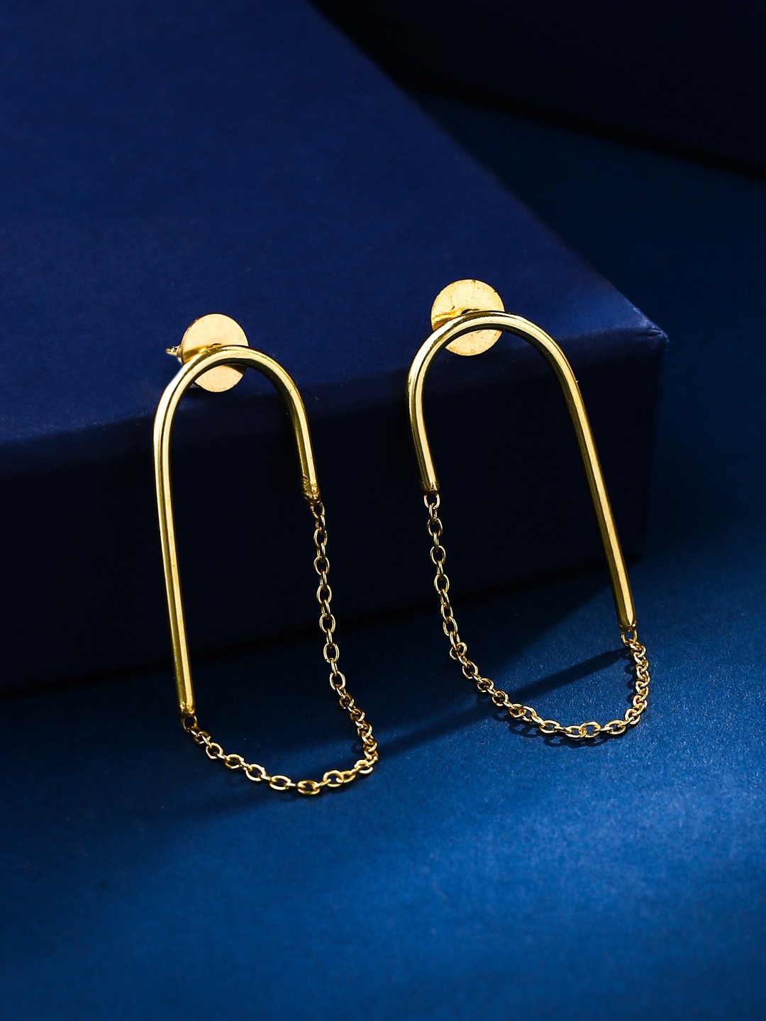 

VIRAASI Gold-Plated Quirky Link Chain Detail Drop Earrings