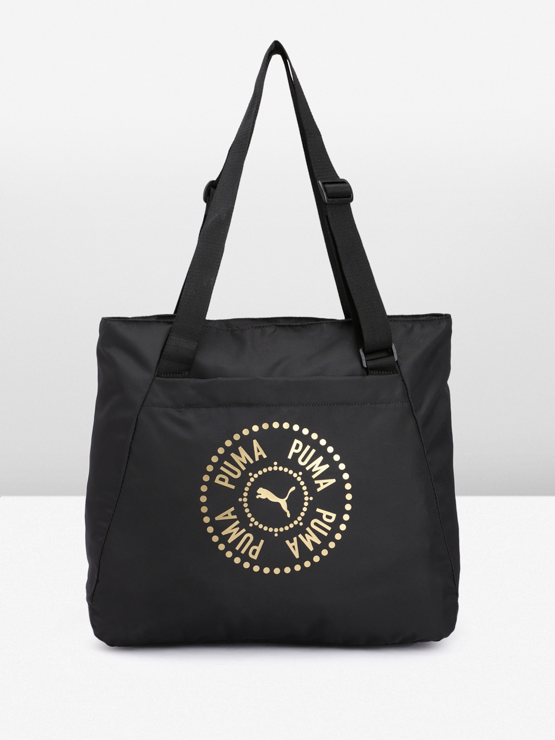 

Puma Brand logo Printed Oversized Structured Shoulder Bag, Black
