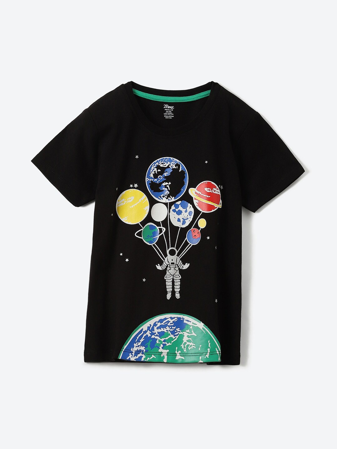 

2Bme Boys Graphic Printed Round Neck Cotton Regular T-shirt, Navy blue