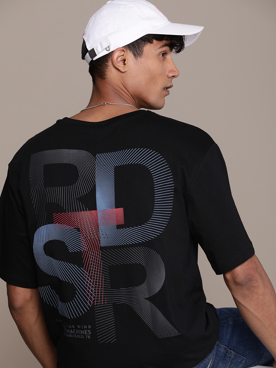 

The Roadster Lifestyle Co. Pure Cotton Brand Logo Printed Pure Cotton T-shirt, Black