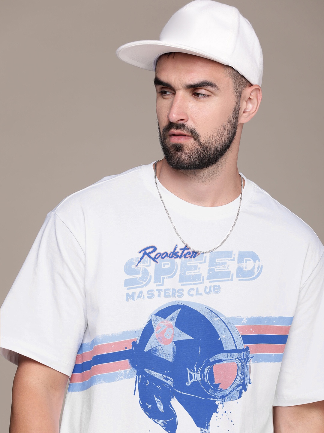 

The Roadster Lifestyle Co. Men Brand Logo Printed Pure Cotton T-shirt, White