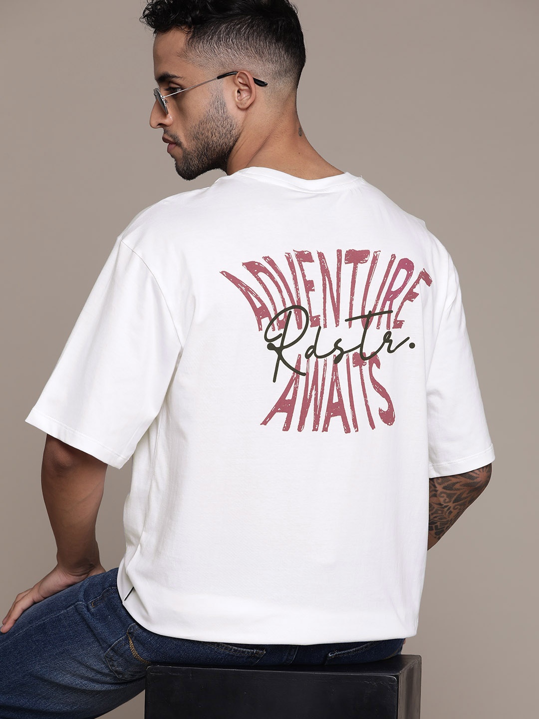 

The Roadster Lifestyle Co. Printed Pure Cotton T-shirt, White