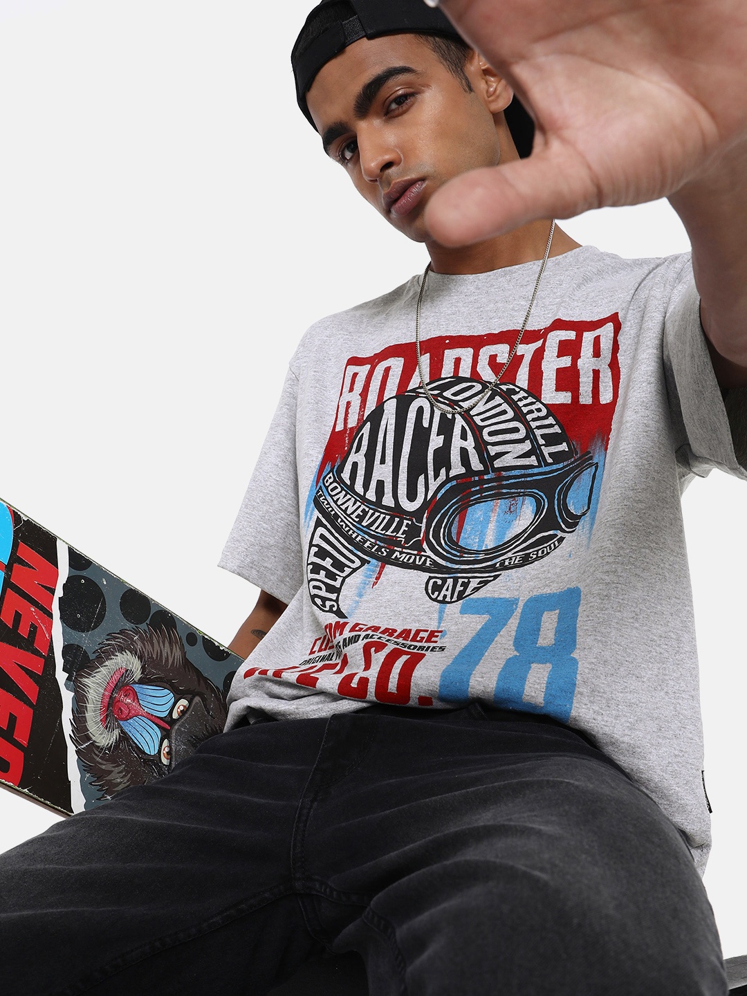 

The Roadster Lifestyle Co. Typography Printed T-shirt, Grey melange