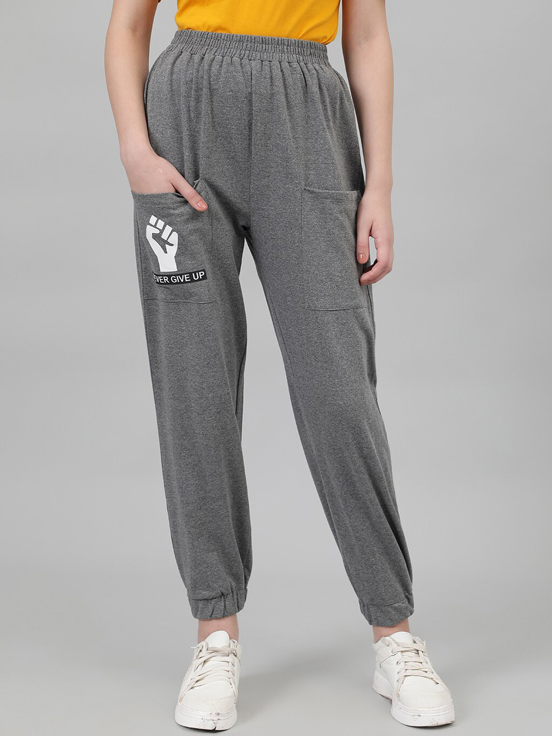 

Kotty Women Relaxed Fit Mid Rise Track Pants, Grey