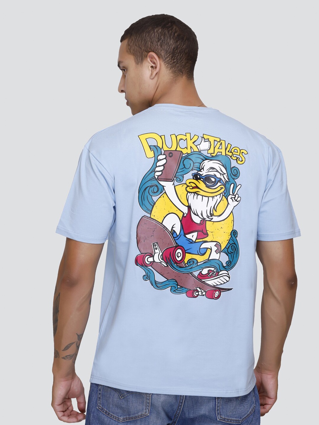 

Concede Duck Tales Printed Round Neck Regular Fit Cotton T-Shirt, Turquoise blue
