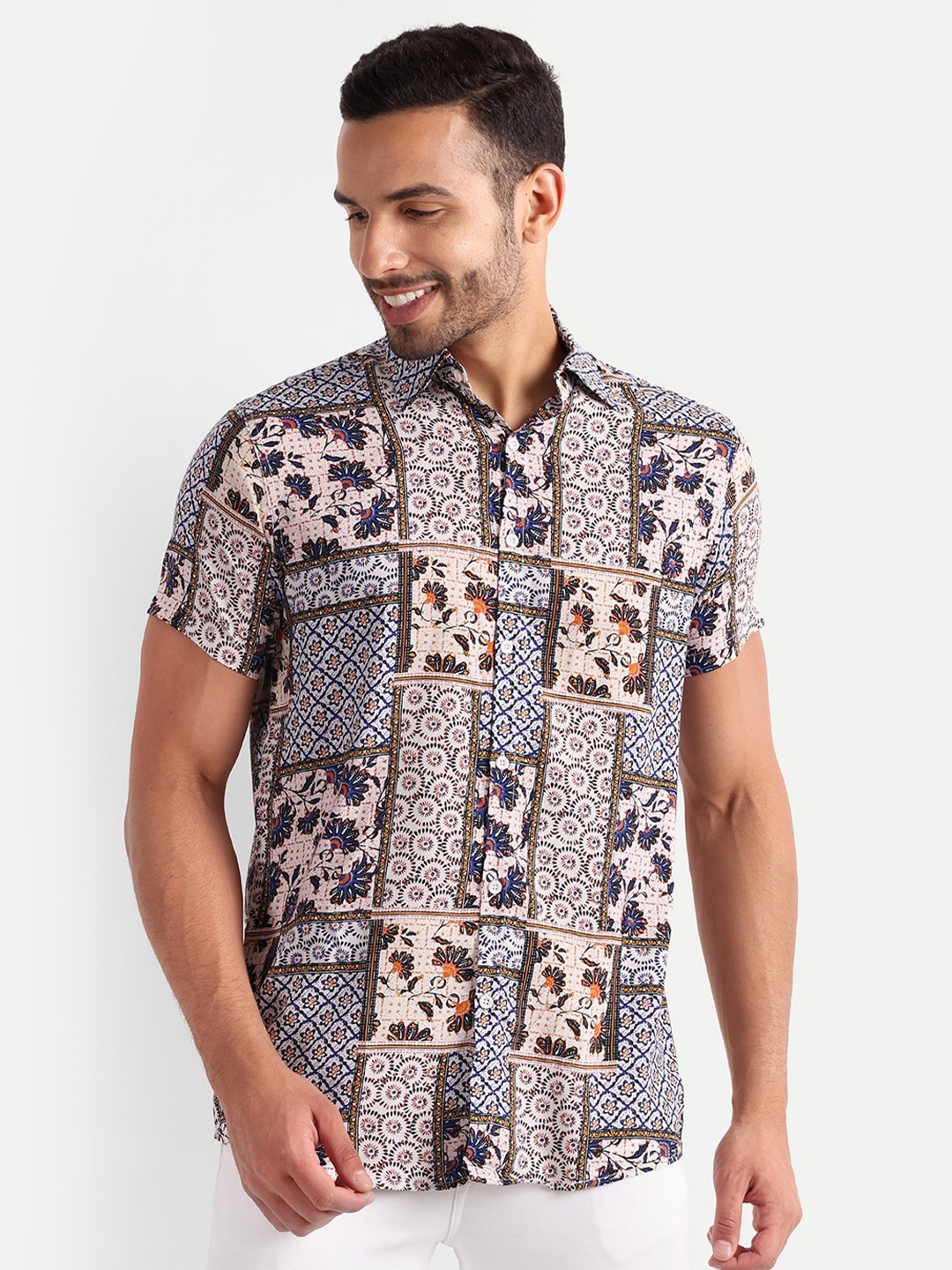 

Vida Loca Ethnic Motifs Printed Standard Casual Shirt, Grey