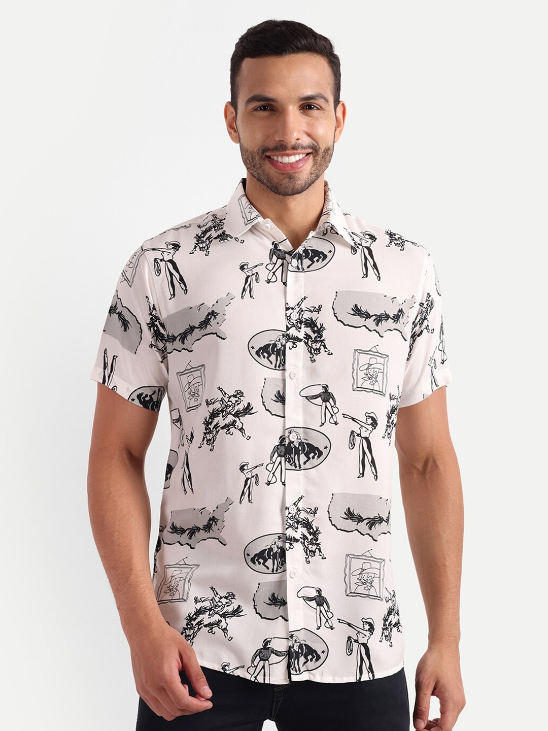 

Vida Loca Conversational Printed Standard Casual Shirt, White