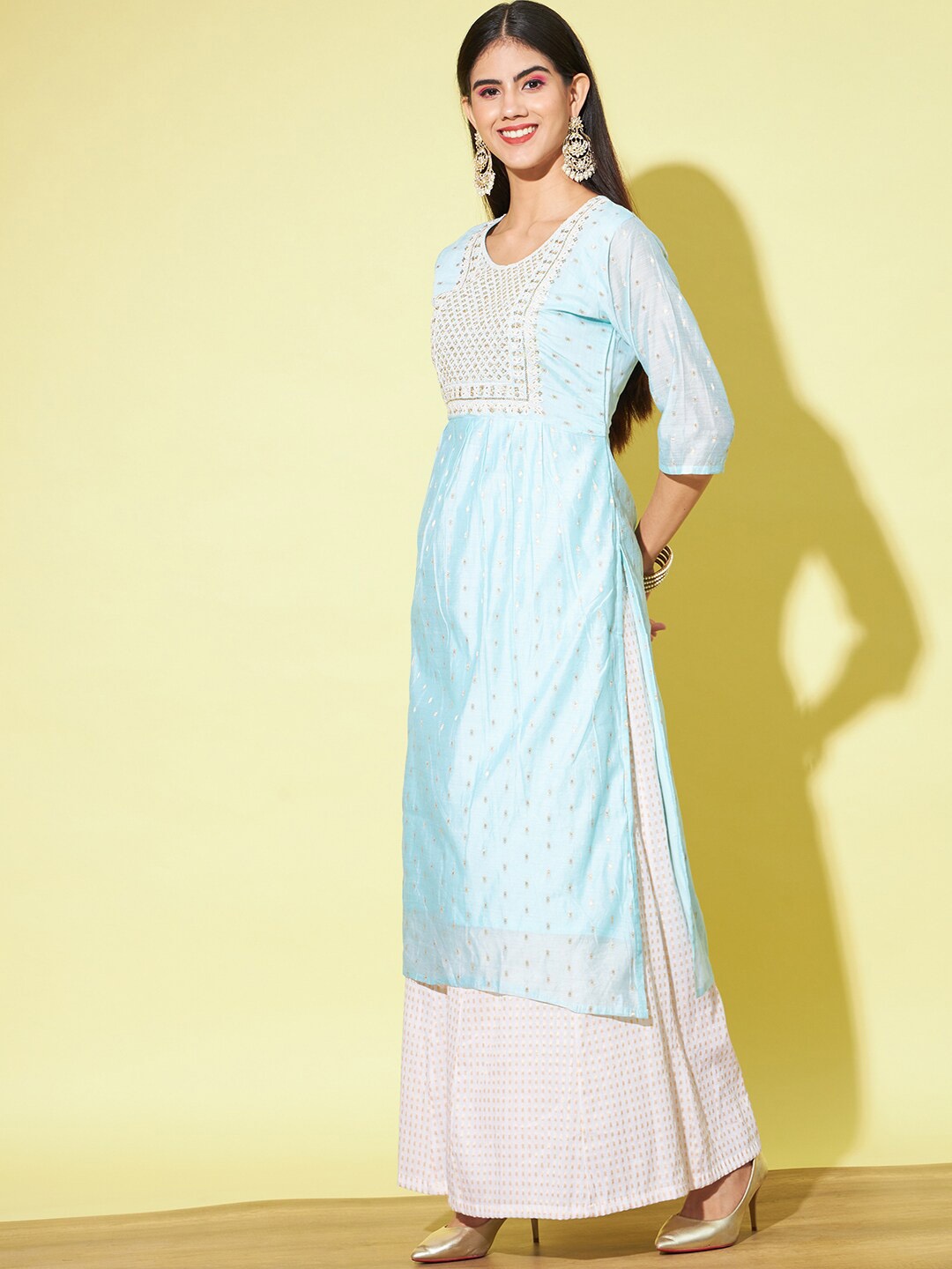 

PPTOSS Ethnic Motifs Printed Modal A-Line Kurta, Green