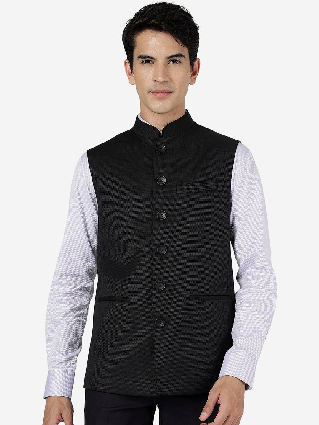 

MODI JACKET Mandarin Collar Nehru Jacket, Black