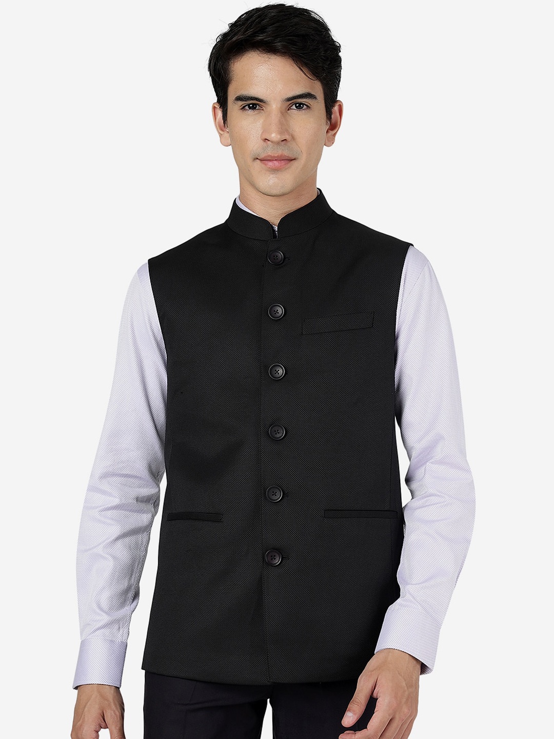 

MODI JACKET Mandarin Collar Nehru Jacket, Black