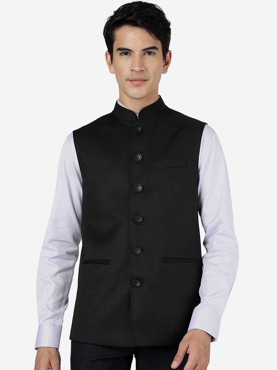 

MODI JACKET Mandarin Collar Nehru Jacket, Black