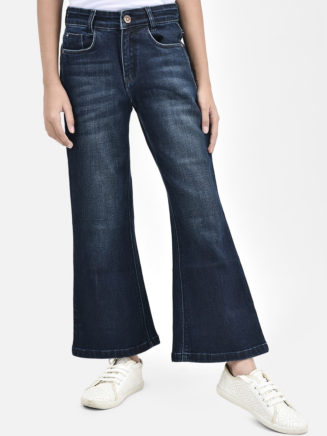 

Crimsoune Club Girls Bootcut Light Fade Clean Look Stretchable Jeans, Navy blue