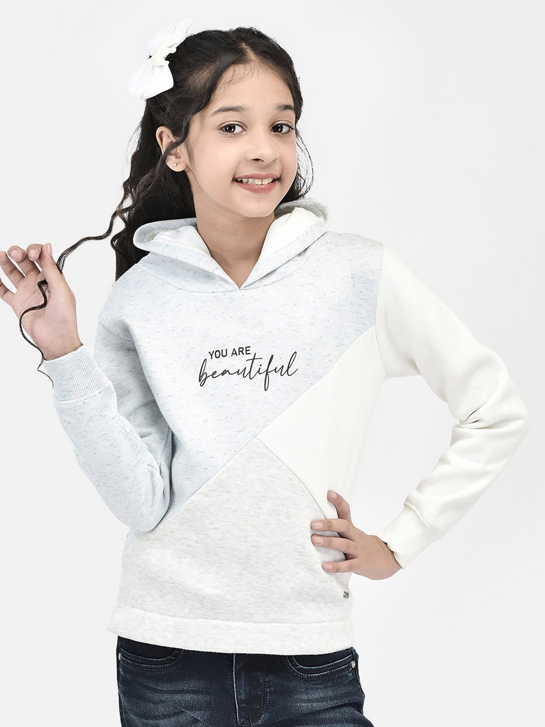 

Crimsoune Club Girls Typography Printed Cotton Sweatshirt, Blue