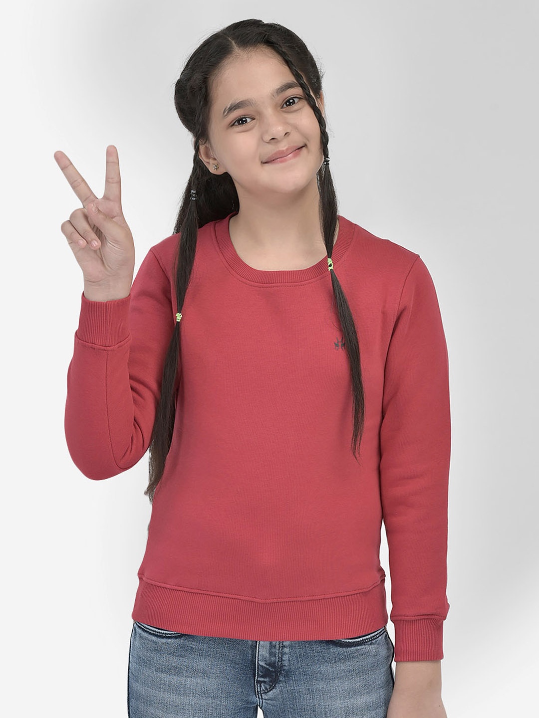 

Crimsoune Club Girls Cotton Sweatshirt, Red