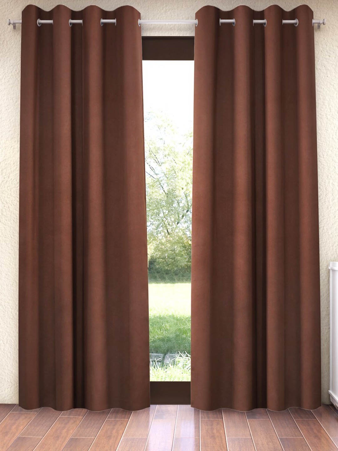 

Home Sizzler Brown 2 Pieces Black Out Door Curtains