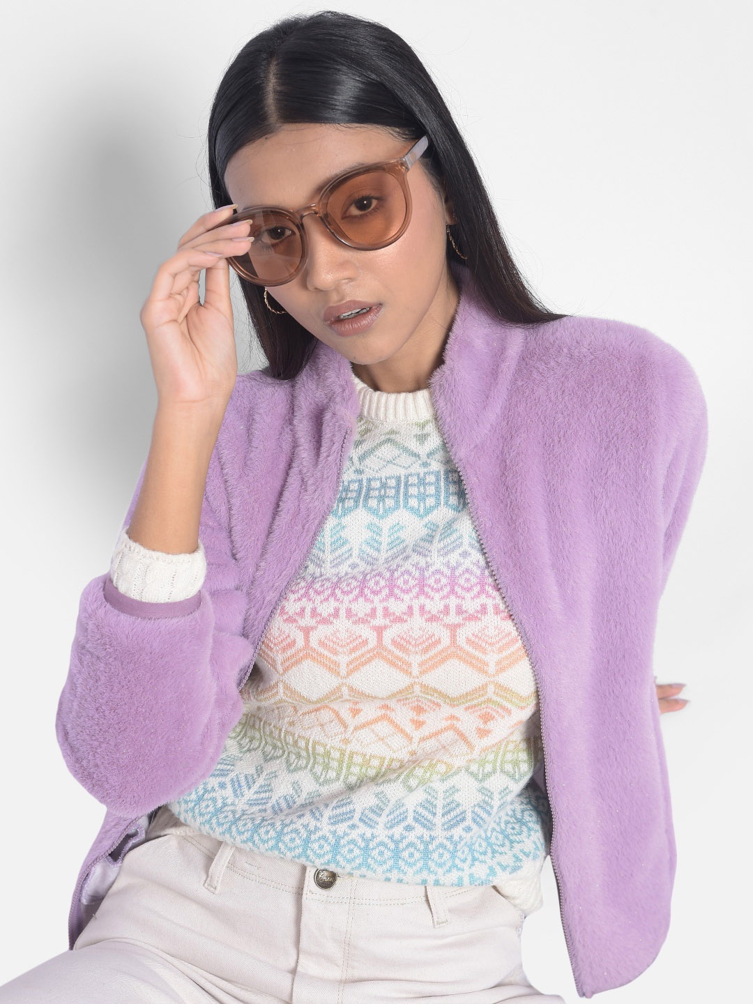 

Crimsoune Club Mock Collar Sweatshirt, Purple