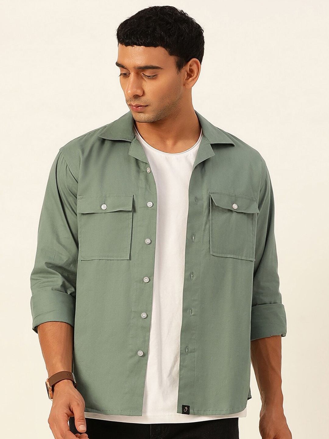 

JAVINISHKA Unisex India Slim Regular Fit Overshirt Spread Collar Pure Cotton Casual Shirt, Teal