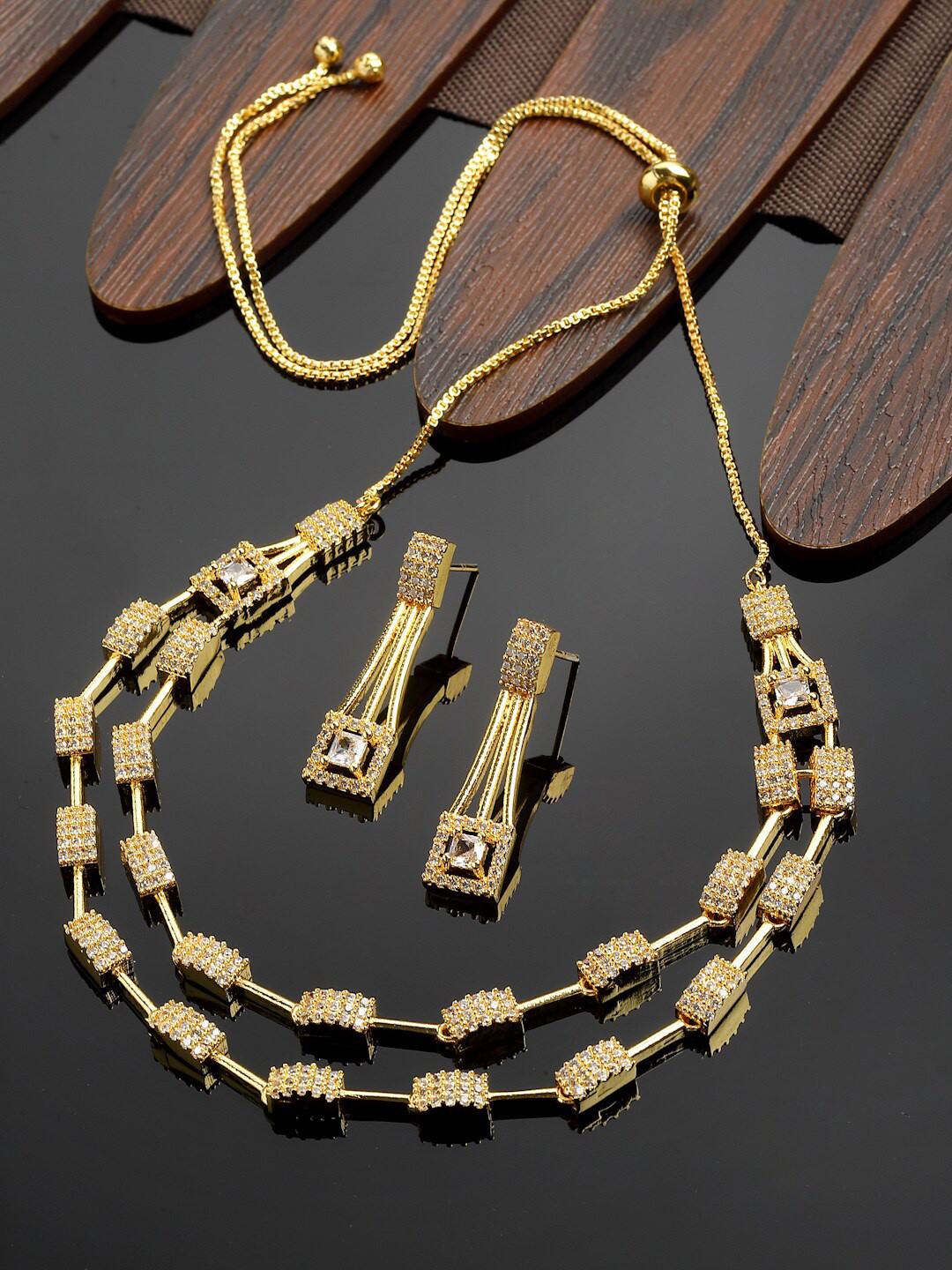 

ZENEME Gold-Plated AD Jewellery Set