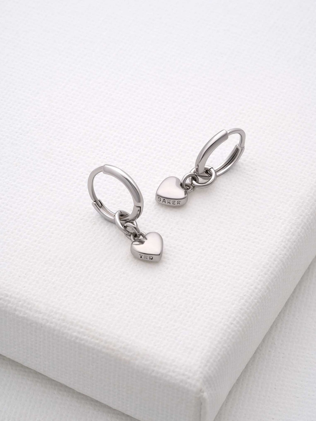 

Ted Baker Heart Shaped Hoop Earrings, Silver