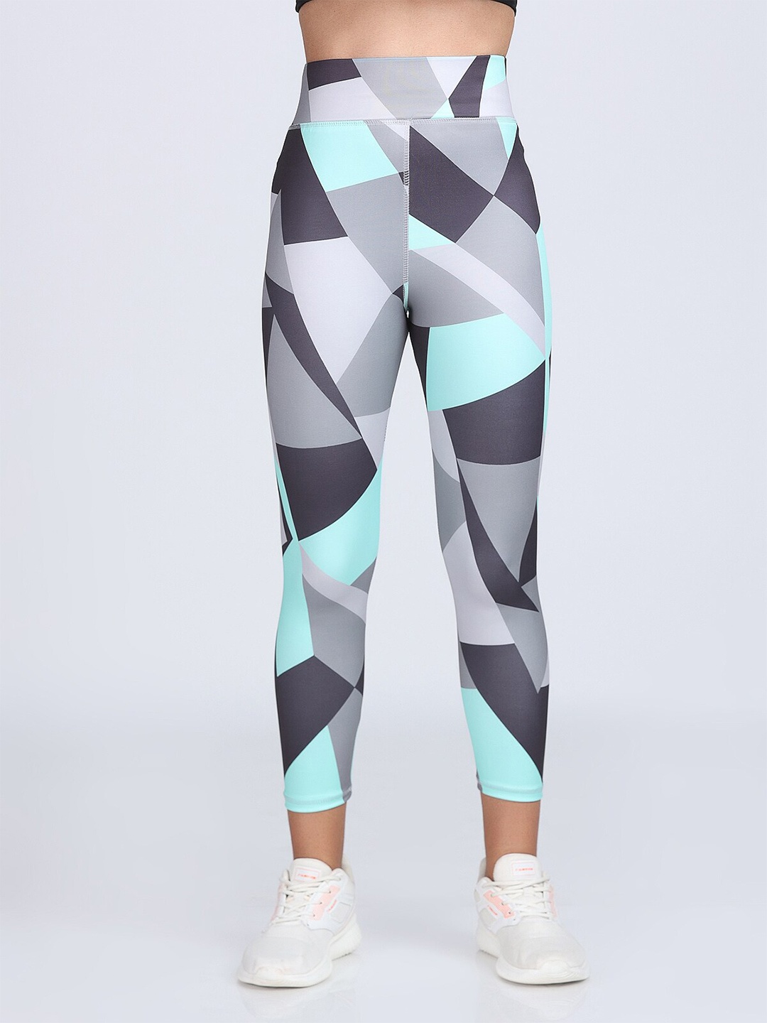 

BRACHY Geometric Printed Cropped Rapid-Dry Tights, Turquoise blue