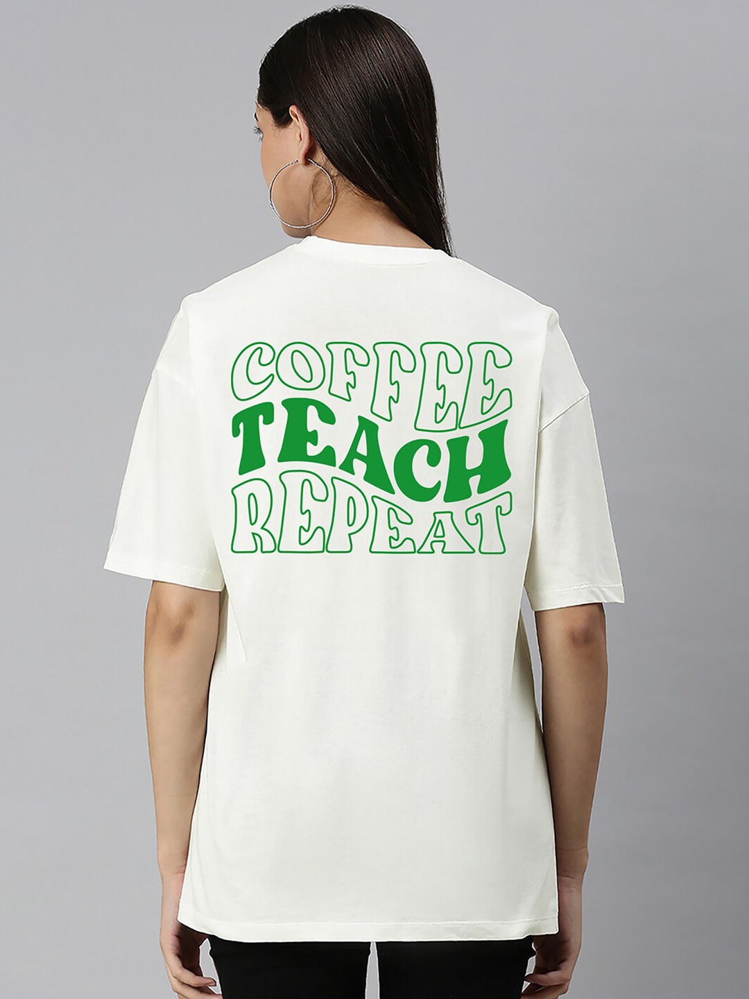 

Harvard Typography Round Neck Drop-Shoulder Sleeves Oversized Cotton T-Shirt, Off white