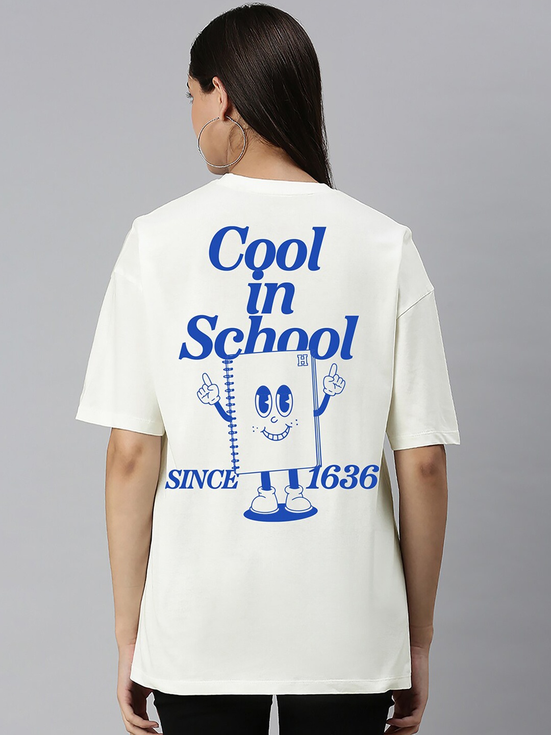 

Harvard Typography Printed Drop-Shoulder Cotton Oversized T-shirt, Off white