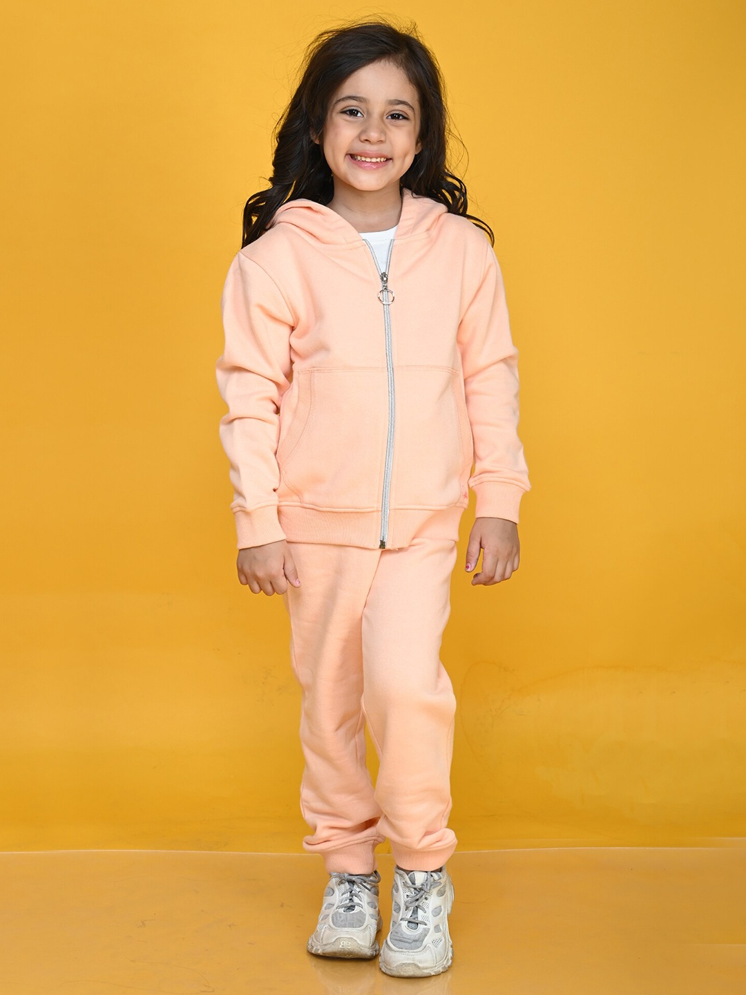 

Anthrilo Girls Hood T-shirt with Trousers, Peach