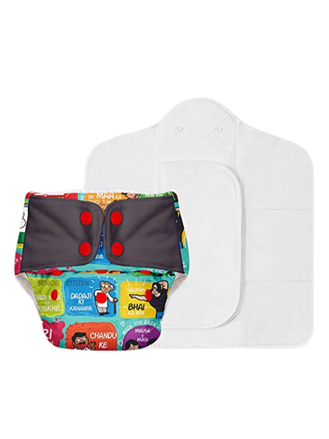 

SuperBottoms Infants Basic Printed Diaper with EasySnap & DryFeel Pad, Multi