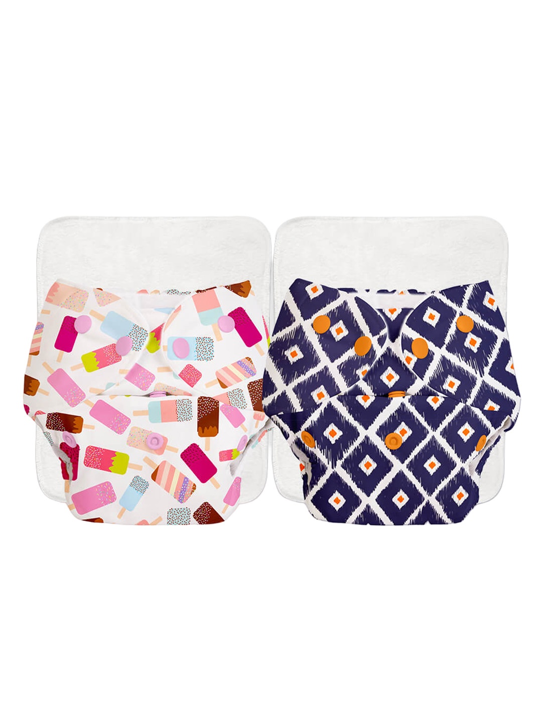 SuperBottoms Unisex Pack Of 2 Printed Diapers, Multi