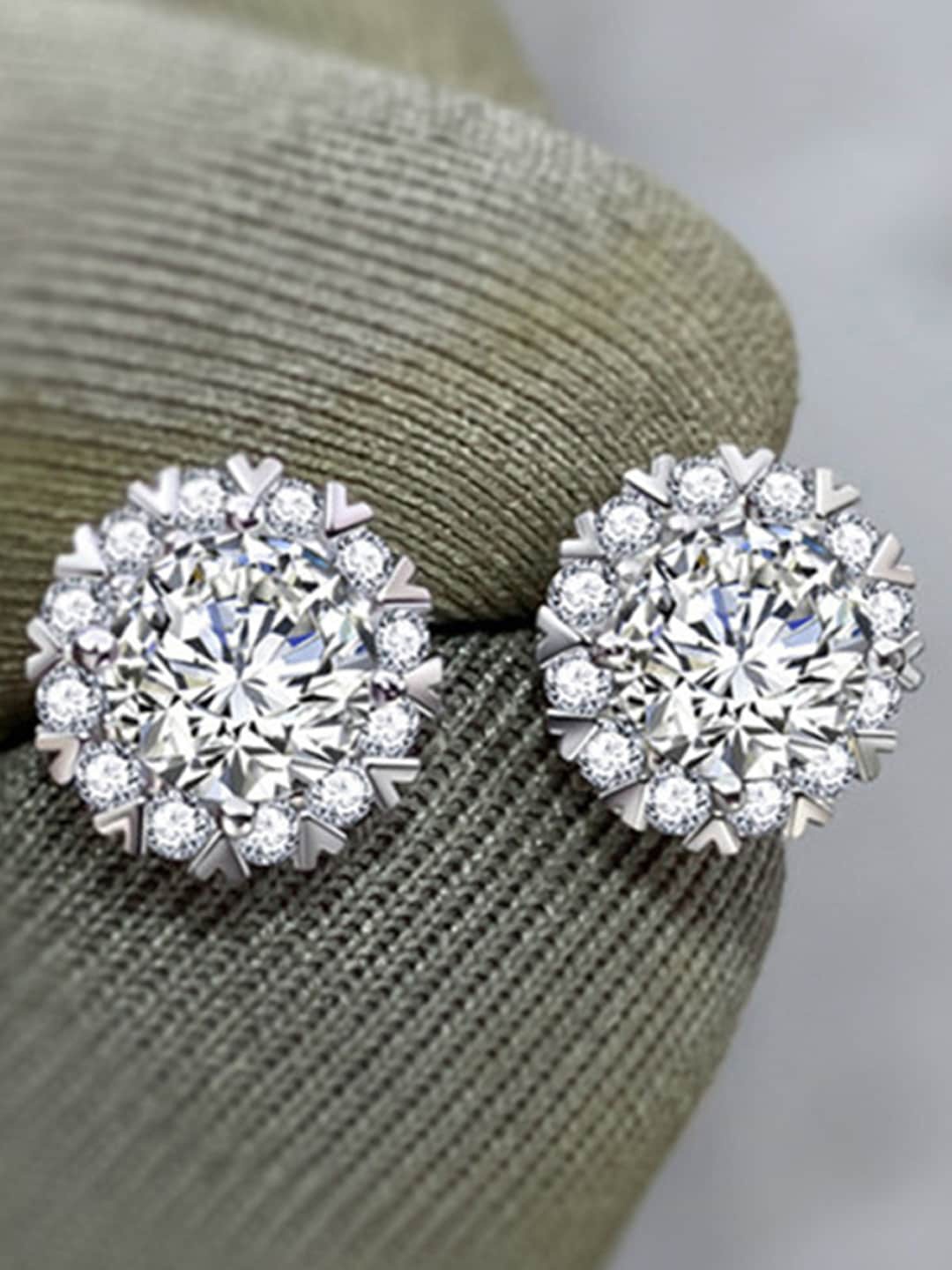 

Designs & You Silver-Plated Circular Shaped Studs Earrings