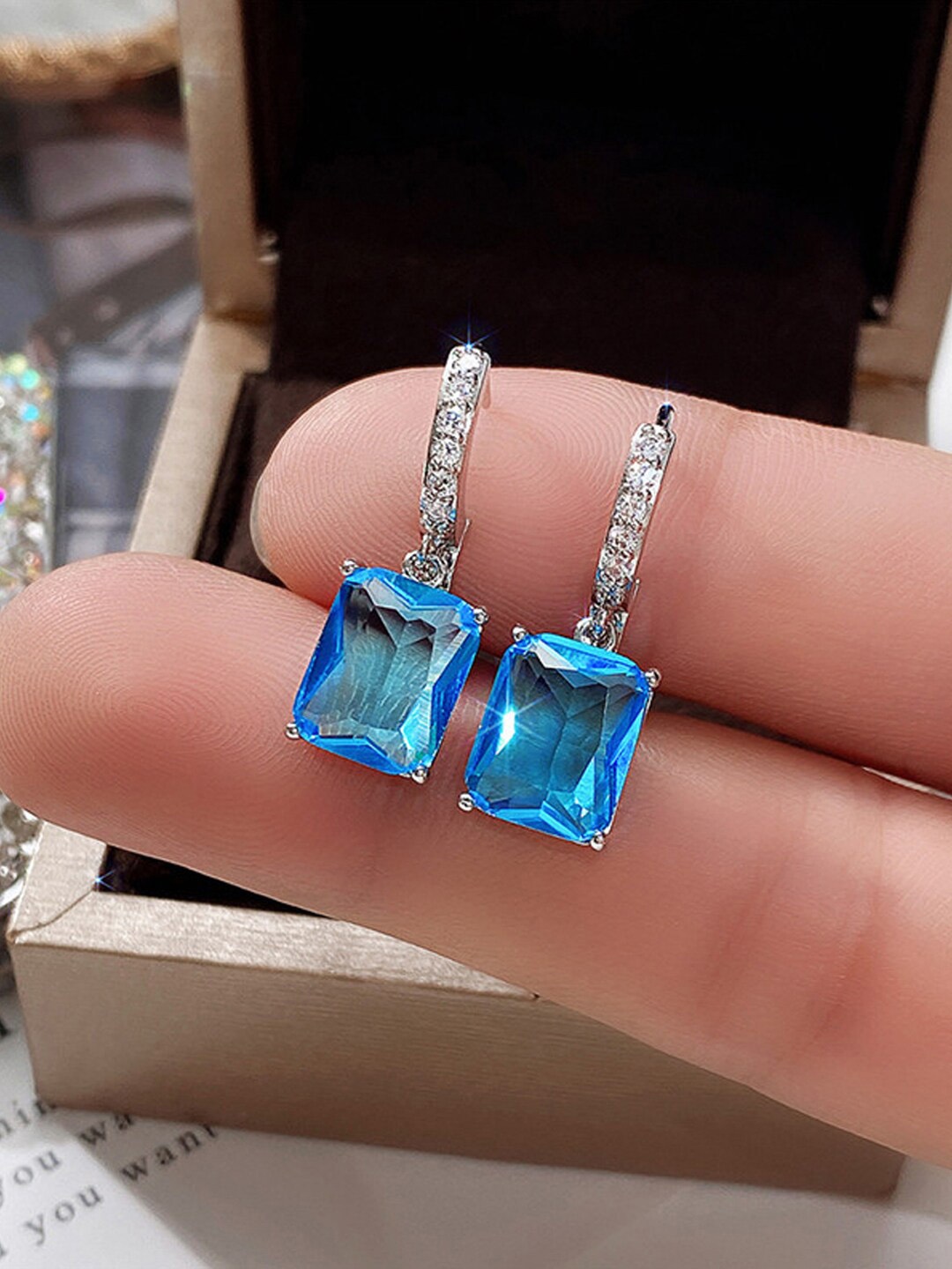 

Designs & You Silver-Plated Square Shaped Hoop Earrings