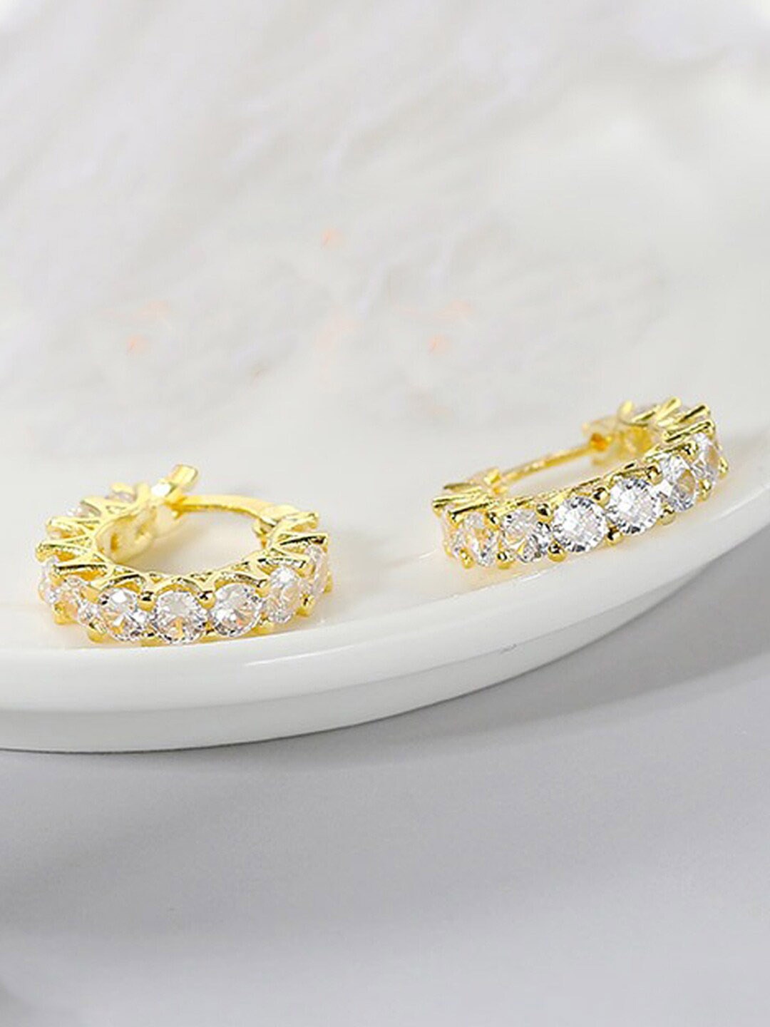 

Designs & You Gold-Plated Contemporary Hoop Earrings