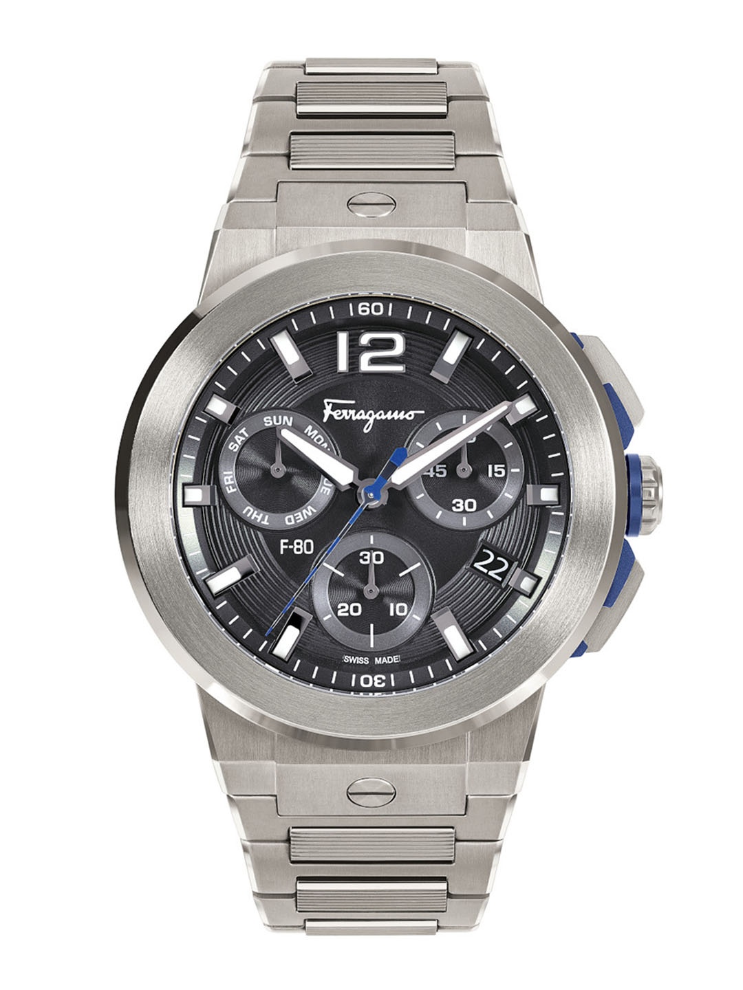 

Ferragamo Men Bracelet Style Straps Analogue Chronograph Watch-SFMT00422, Black