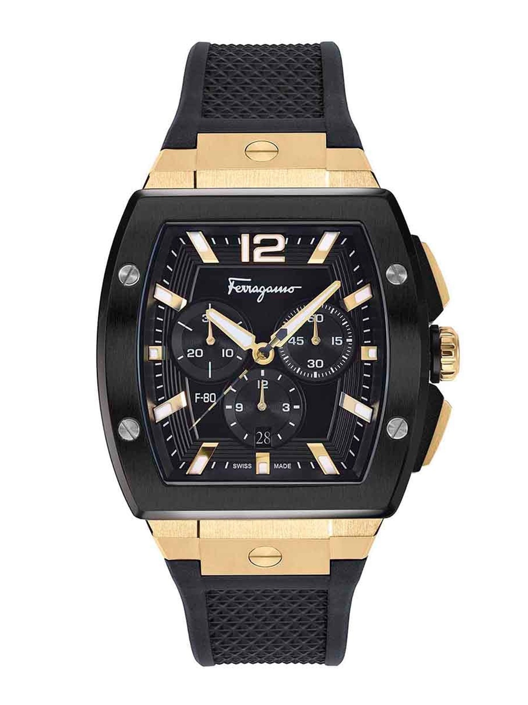 

Ferragamo Men Patterned Dial Chronograph Analogue Watch SFKE00223, Black