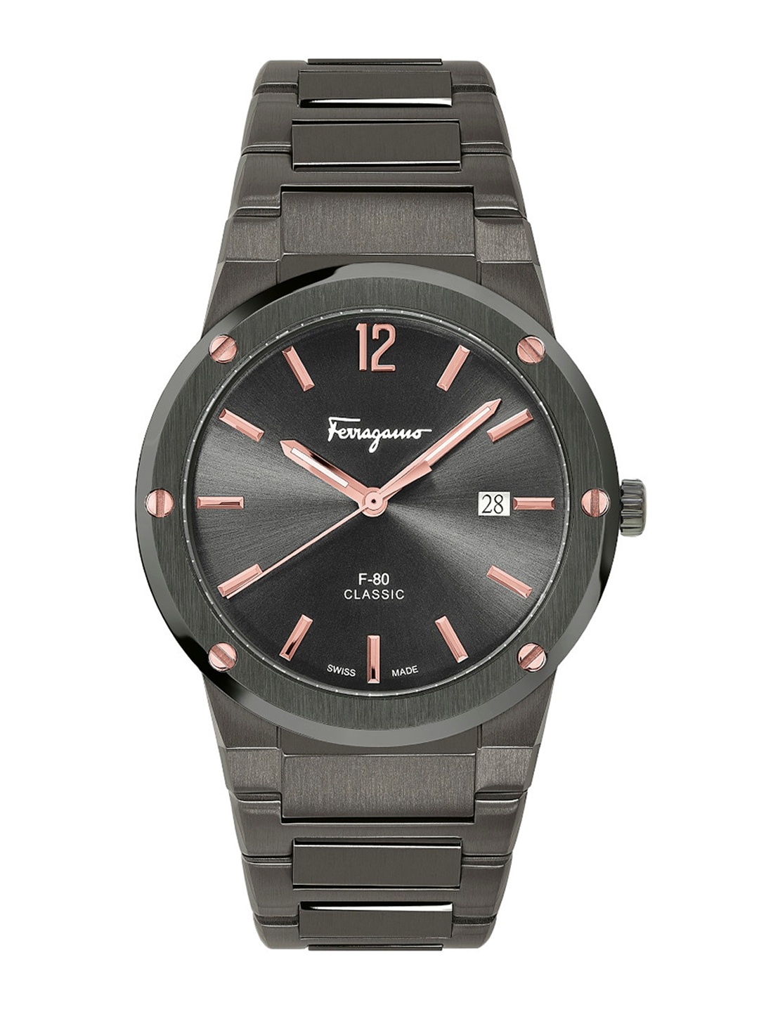 

Ferragamo Men Stainless Steel Bracelet Style Straps Analogue Watch SFDT01520, Black