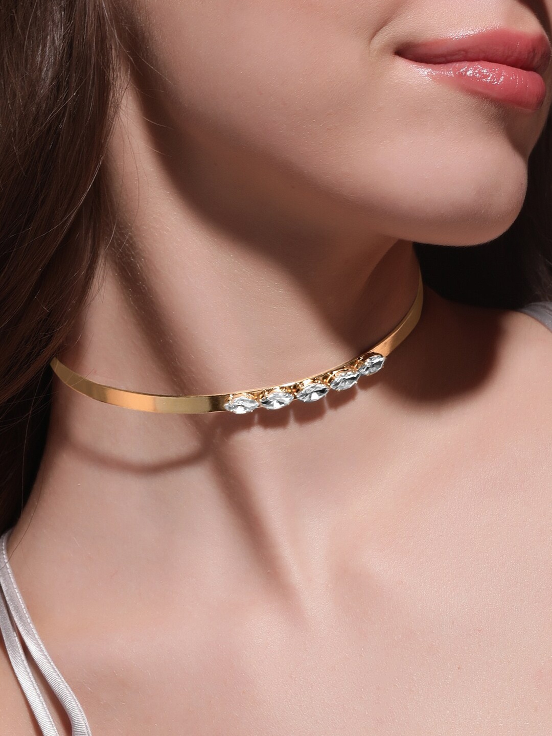 

Rubans Voguish Gold Plated Tarnish-free Waterproof CZ Studded Choker Necklace