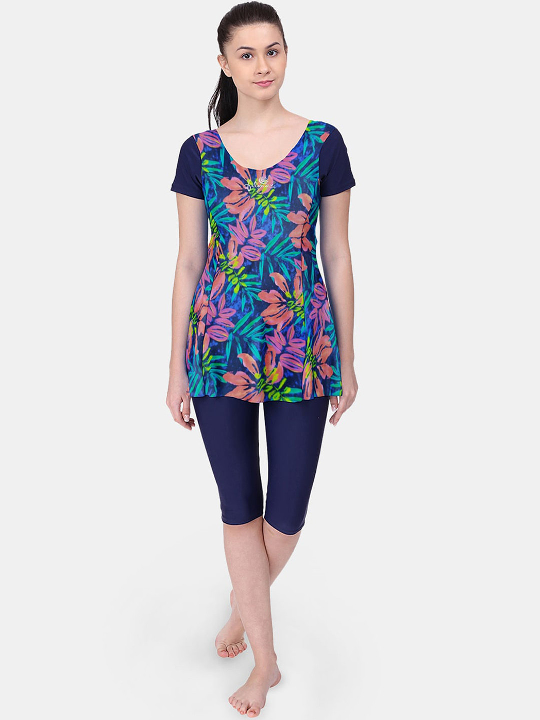 

FILMAX ORIGINALS Abstract Printed Round Neck Legsuit, Blue