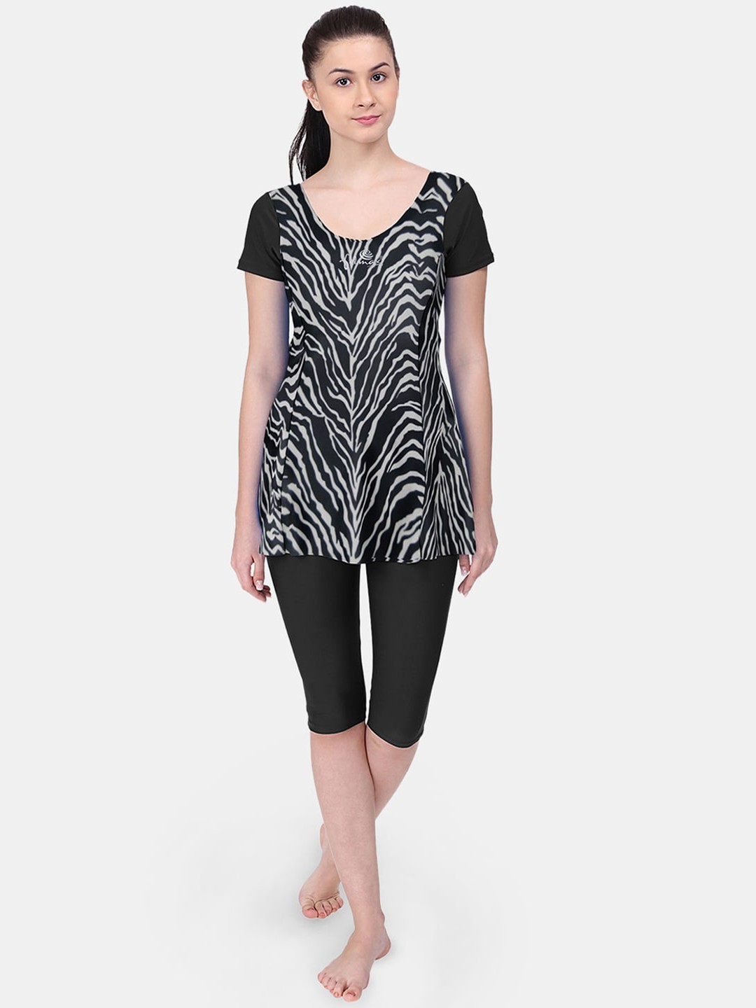 

FILMAX ORIGINALS Abstract Printed One-Piece Maximum Coverage Swimwear, Black